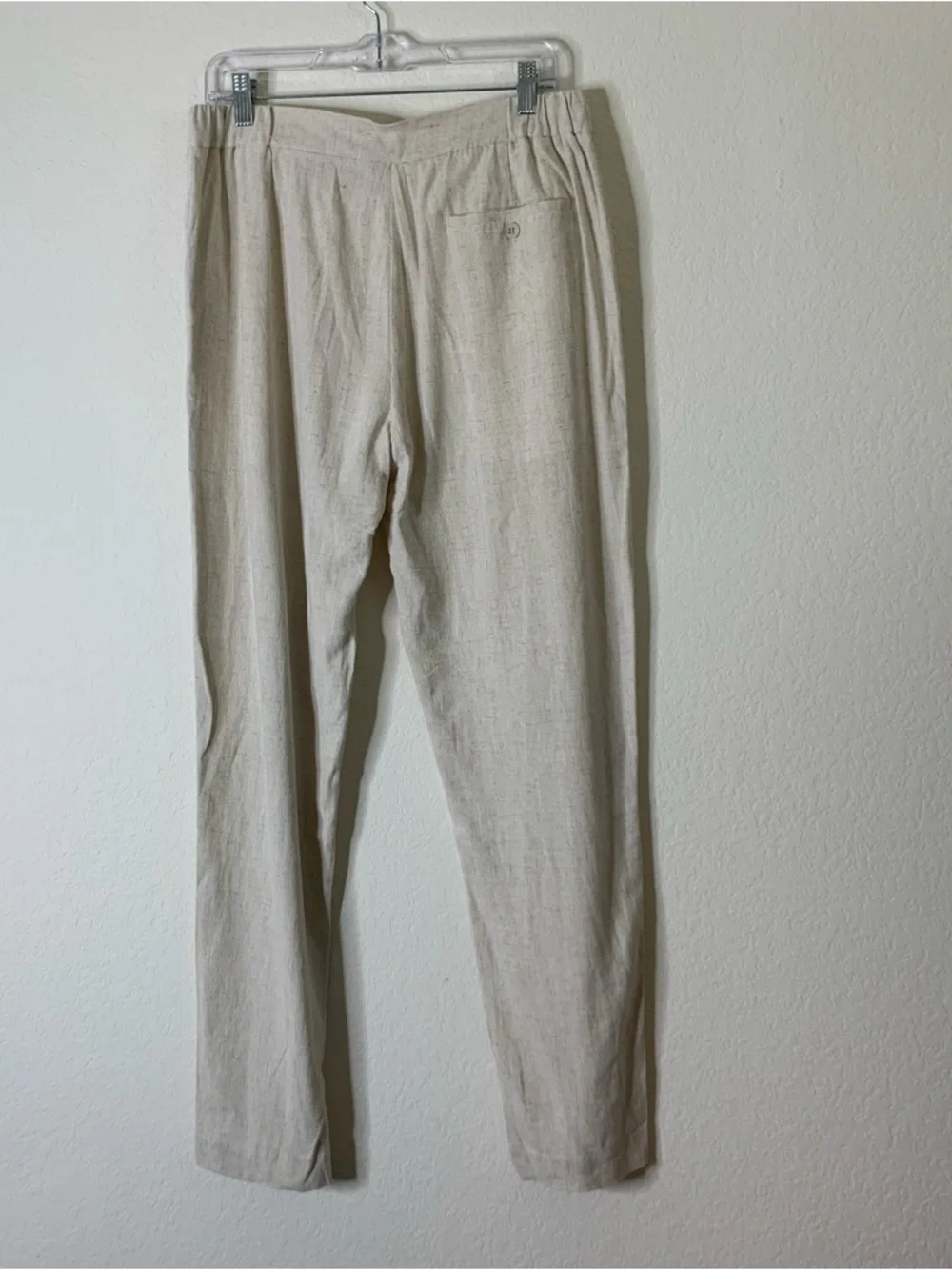 Raith Mens cami linen straight leg trouser in oatmeal L NWT